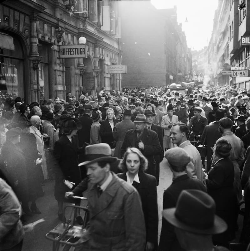 Jakobsbergsgatan 1945. Fotograf okänd (Aftonbladet).